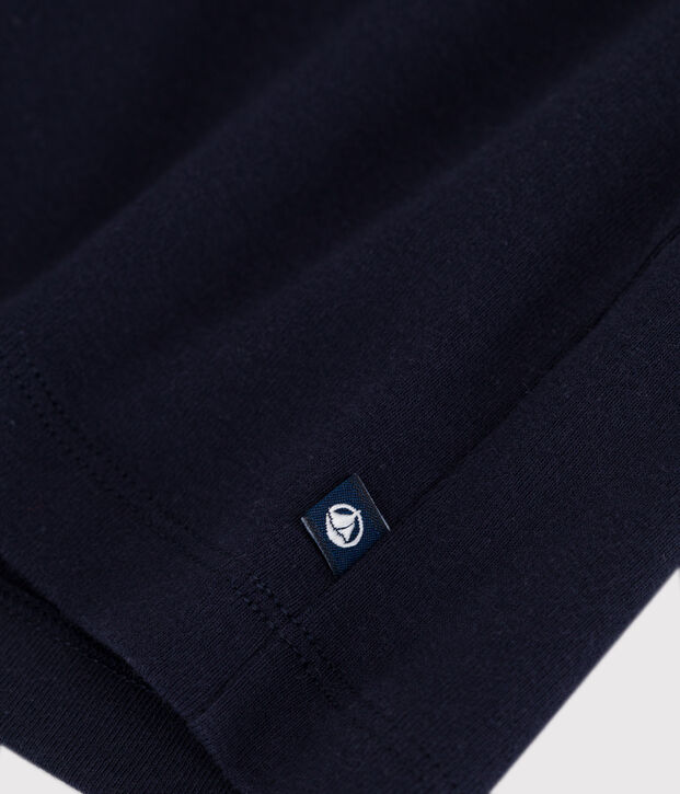 Robe enfant en coton manches courtes unie bleu