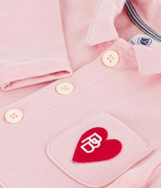 Combinaison longue bébé en coton uni, style pompiste rose JOLI