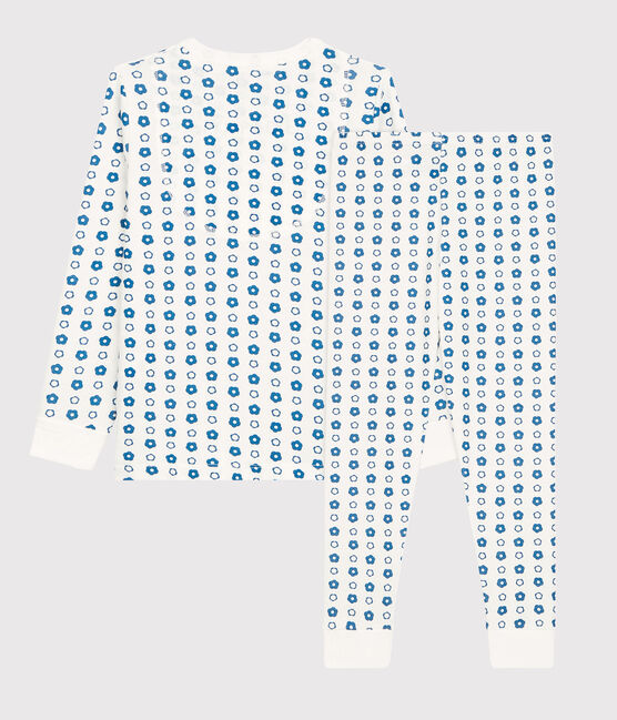 Pyjama imprimé fleurs graphique en coton enfant blanc MARSHMALLOW/ MALLARD