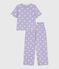 Pyjama femme en coton manches courtes jambes larges imprimé cœurs blanc SQUAW/ MARSHMALLOW