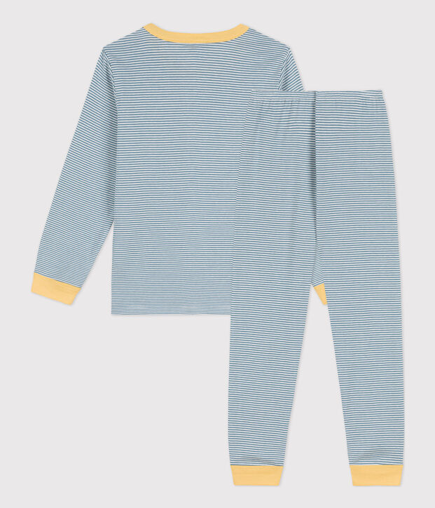 Pyjama milleraies en coton enfant bleu/blanc