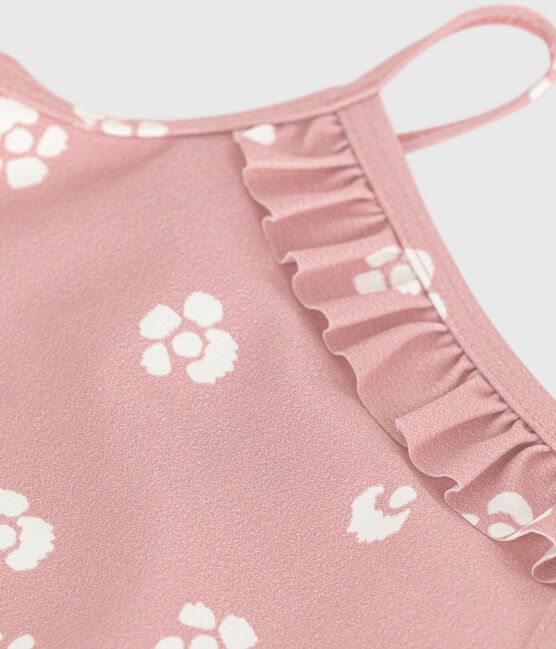 Maillot de bain bébé une pièce à volants, imprimé fleuri rose CHARME/blanc MARSHMALLOW