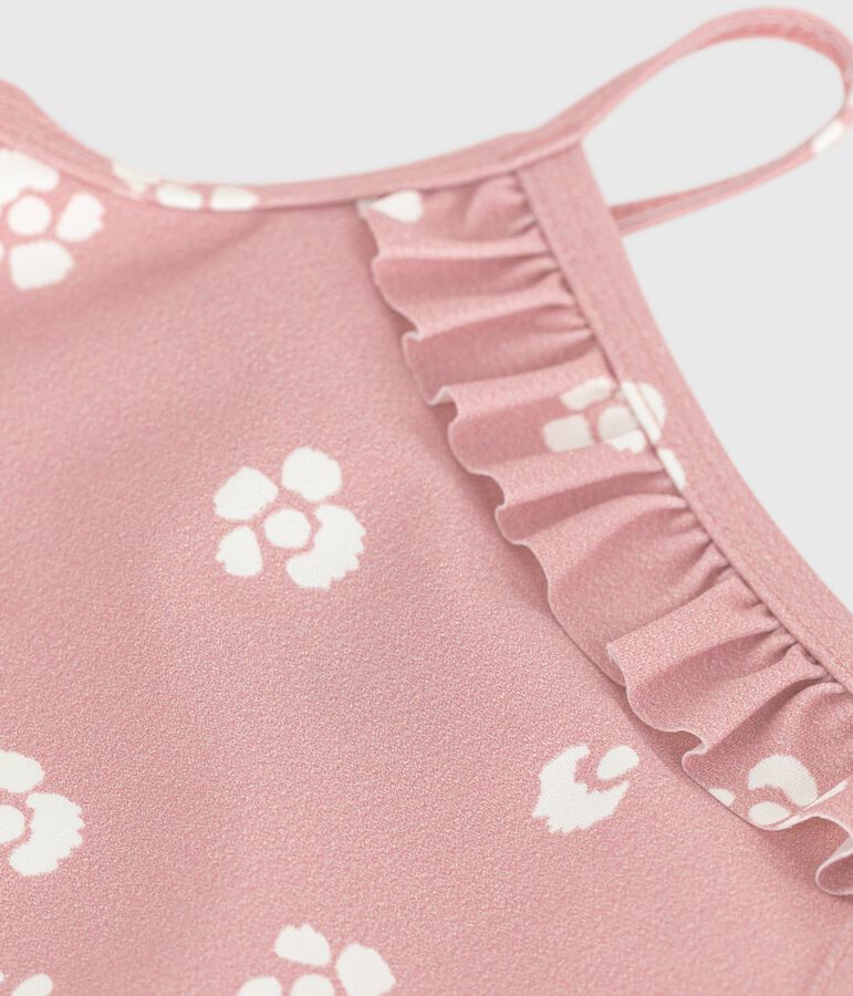 Maillot de bain b&eacute;b&eacute; une pi&egrave;ce &agrave; volants, imprim&eacute; fleuri rose CHARME/blanc MARSHMALLOW