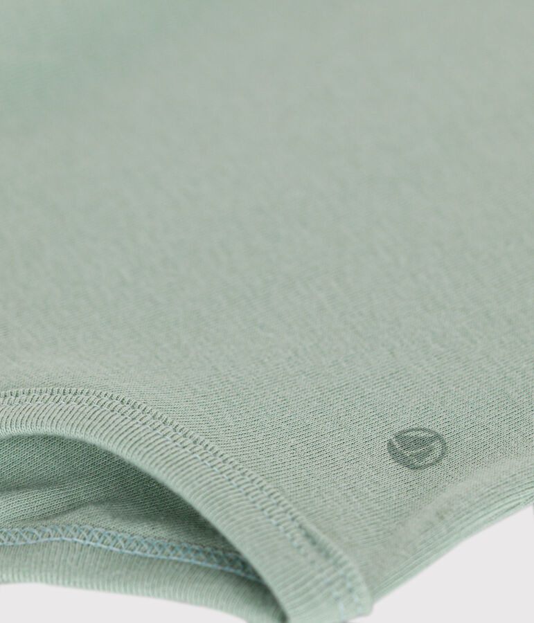 Body manches courtes col claudine en coton b&eacute;b&eacute; vert HERBIER