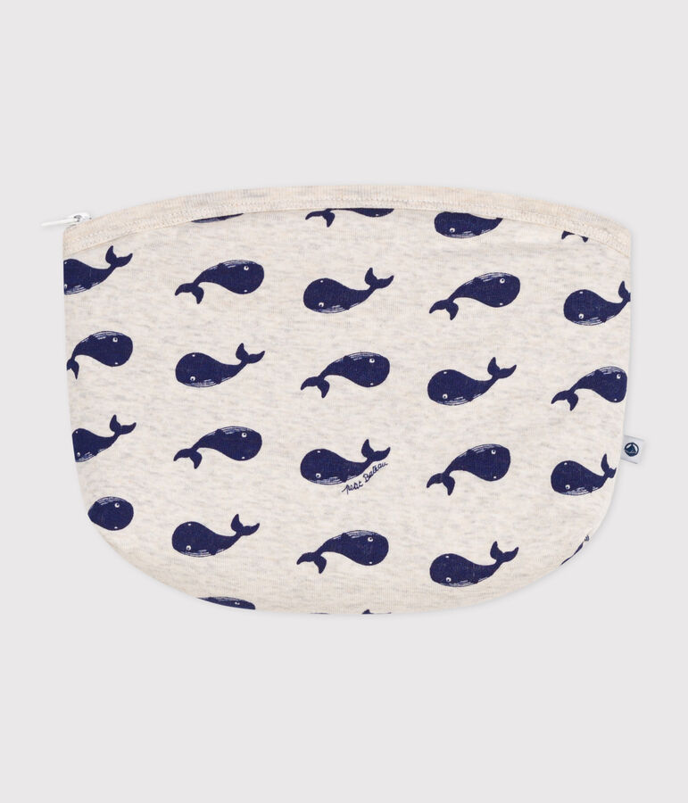 Pochette b&eacute;b&eacute; en coton baleine beige MONTELIMAR/bleu MEDIEVAL