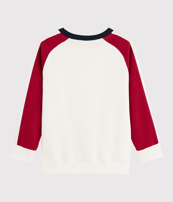 Sweatshirt enfant garçon blanc MARSHMALLOW/rouge TERKUIT/ SMOKING