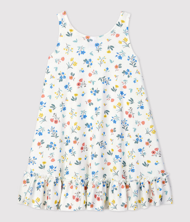 Robe sans manche en coton enfant fille blanc/multicouleur