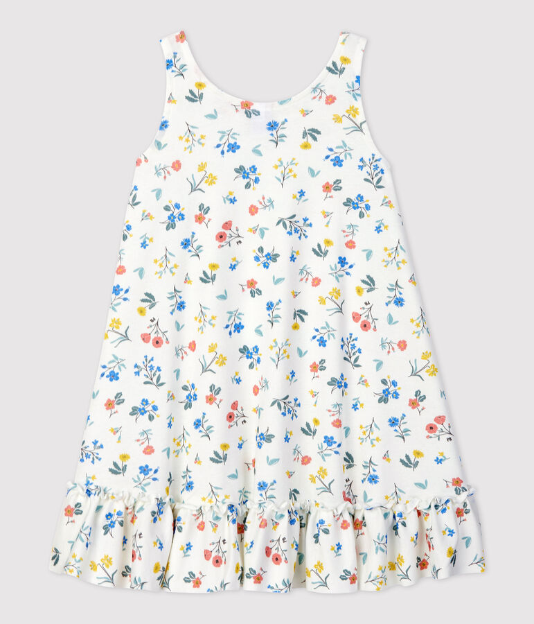Robe sans manche en coton enfant fille blanc MARSHMALLOW/blanc MULTICO