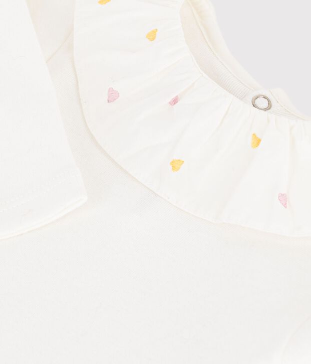 Body b&eacute;b&eacute; en coton uni &agrave; col brod&eacute; blanc