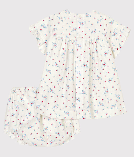 Robe avec bloomer à imprimé fleurs bébé fille en popeline blanc MARSHMALLOW/blanc MULTICO