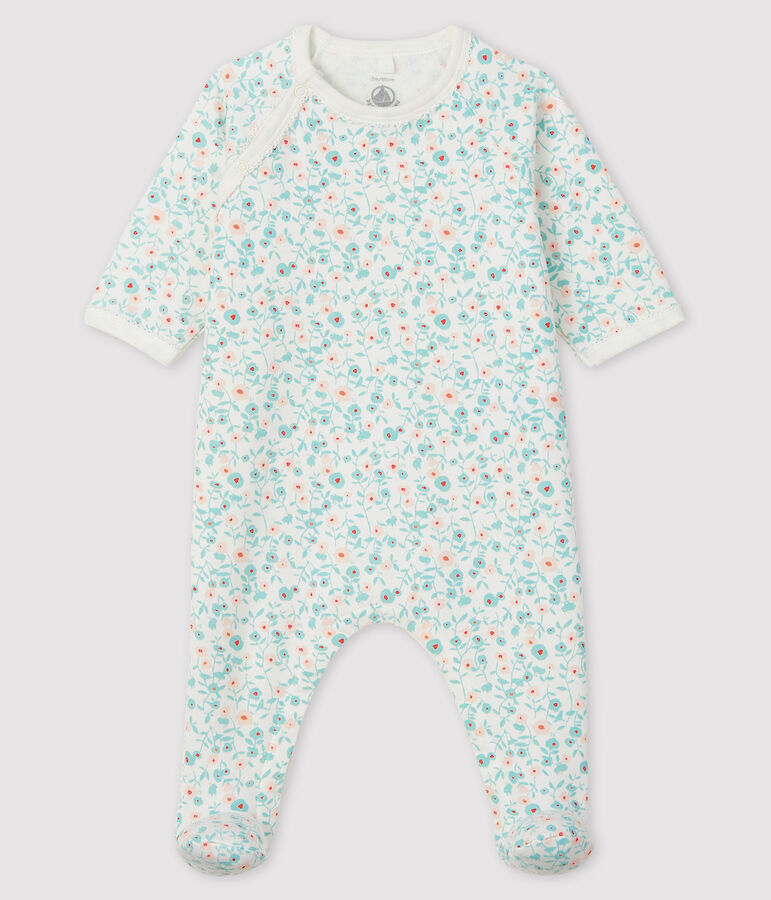 Dors-bien &agrave; imprim&eacute; fleuri b&eacute;b&eacute; en molleton blanc MARSHMALLOW/blanc MULTICO