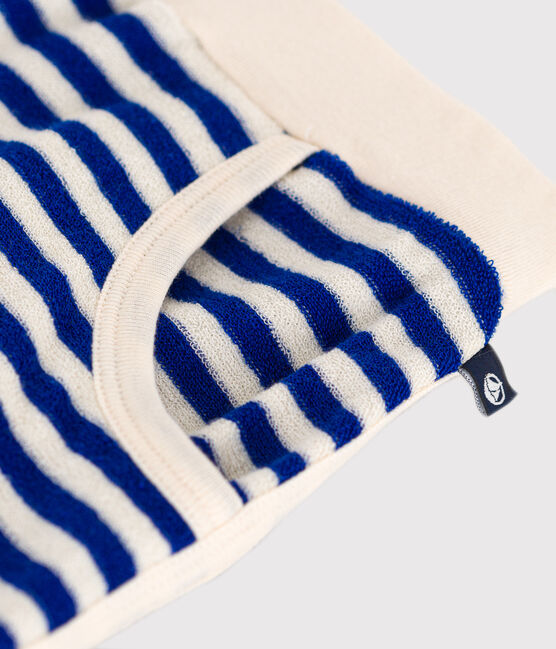 Short rayé en bouclette éponge enfant fille bleu SURF/ AVALANCHE