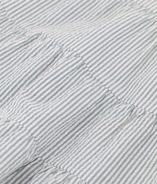 Robe ray&eacute;e en seersucker bio b&eacute;b&eacute; vert/blanc