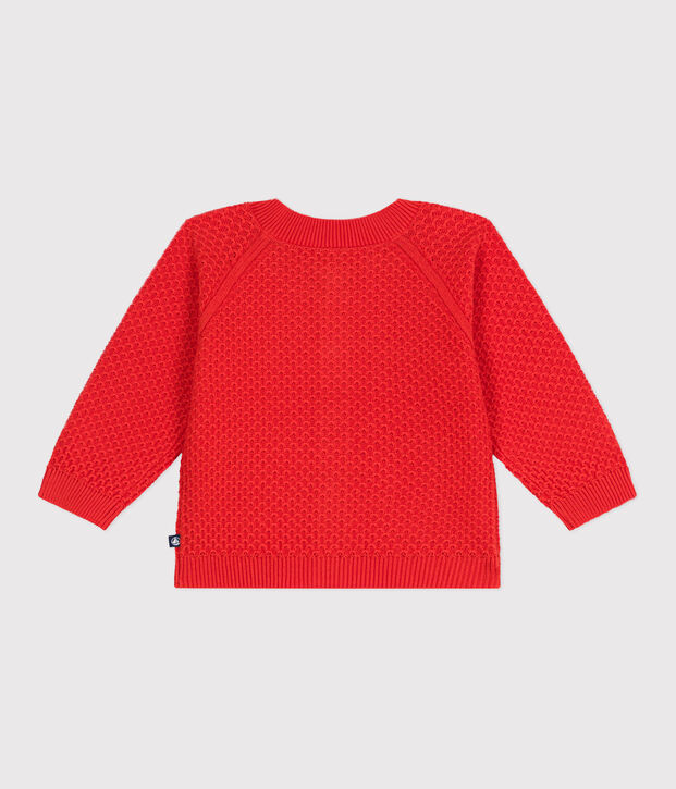 Cardigan b&eacute;b&eacute; en coton point fantaisie rouge