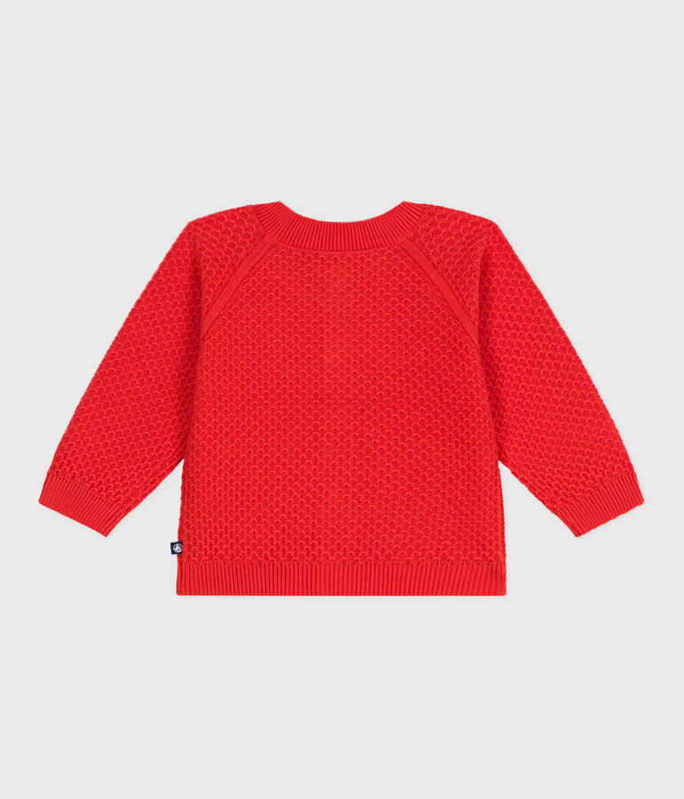 Cardigan b&eacute;b&eacute; en coton point fantaisie rouge SPICY