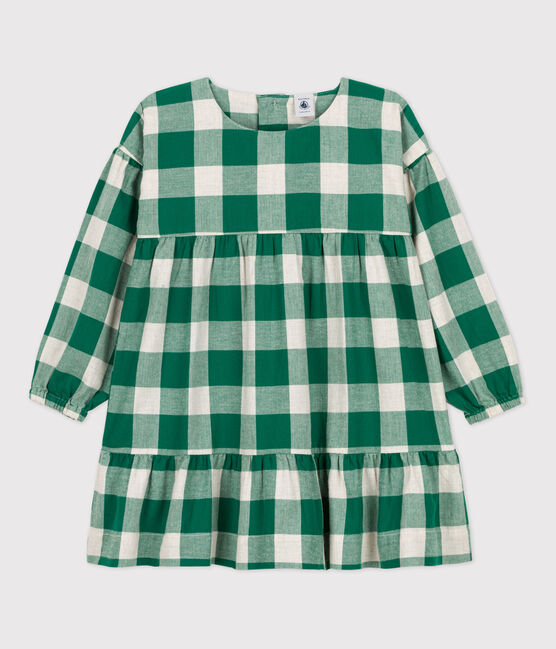 Robe à carreaux manches longues en flanelle enfant fille MATCHA/ AVALANCHE