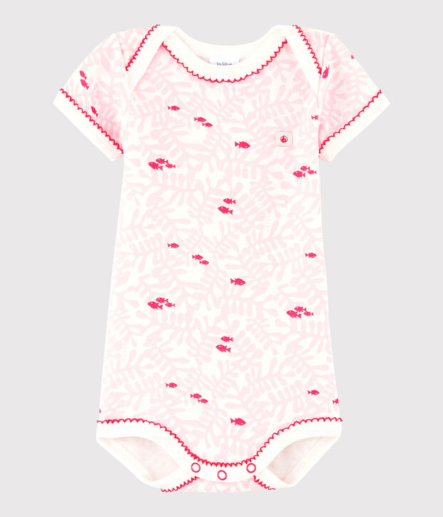 Body manches courtes b&eacute;b&eacute; fille blanc/multicouleur