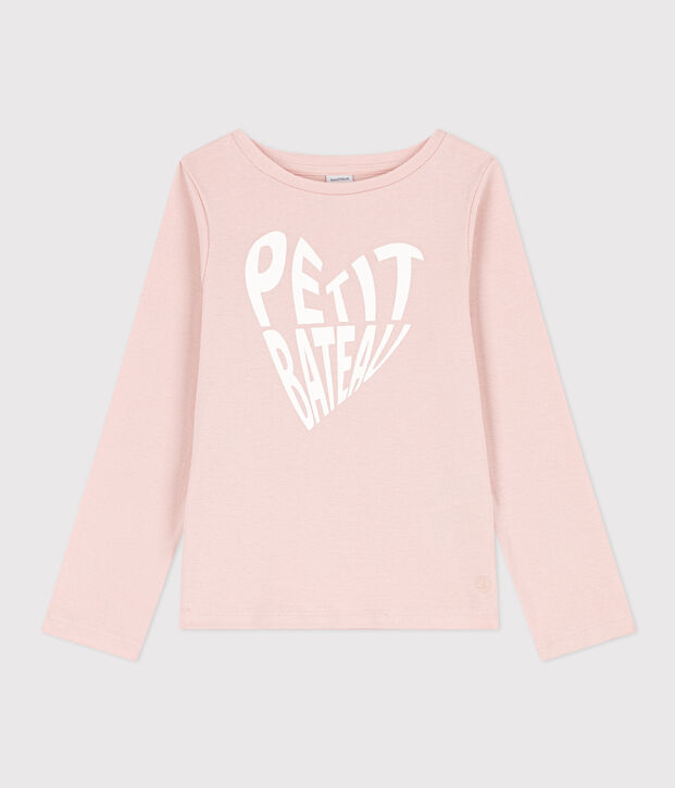 Tee-shirt manches longues en coton enfant fille rose