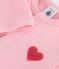 Cardigan b&eacute;b&eacute; en coton uni et badge c&oelig;ur rose clair