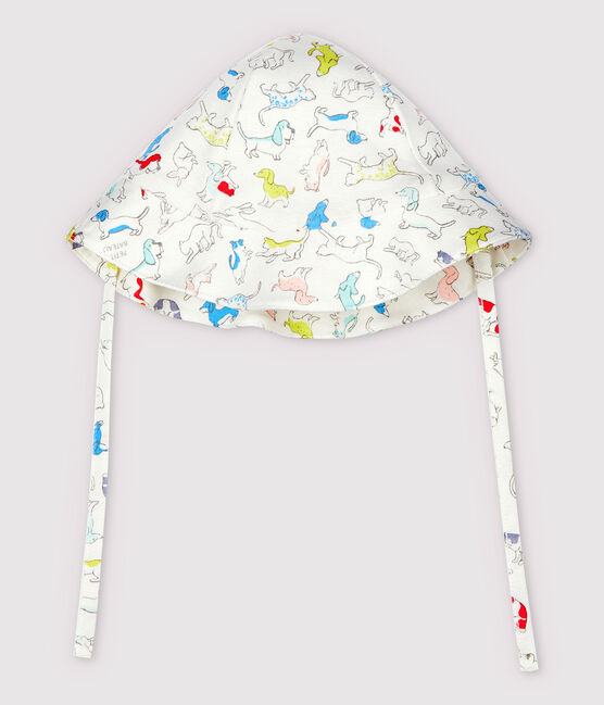 Chapeau bob bébé en bouclette éponge en coton biologique blanc MARSHMALLOW/blanc MULTICO