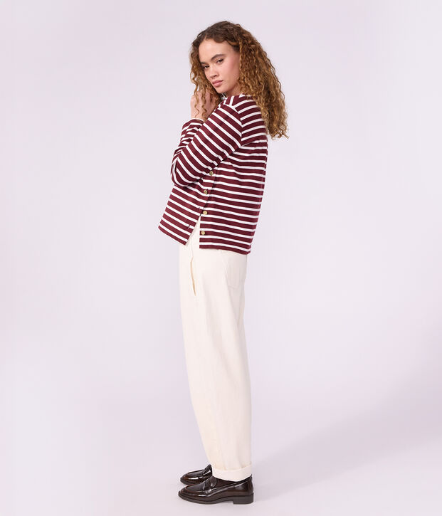 Marini&egrave;re femme en coton rouge/blanc