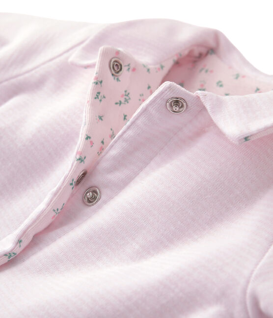 Veste bébé mixte ouatinée réversible à milleraies rose VIENNE/blanc ECUME
