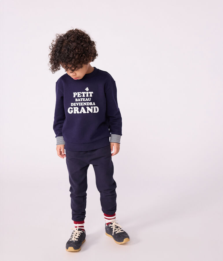 Sweatshirt enfant en coton imprim&eacute; bleu SOIR