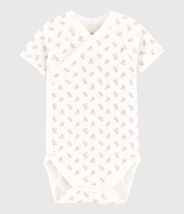 Body crois&eacute; manches courtes b&eacute;b&eacute; fille-gar&ccedil;on blanc/multicouleur