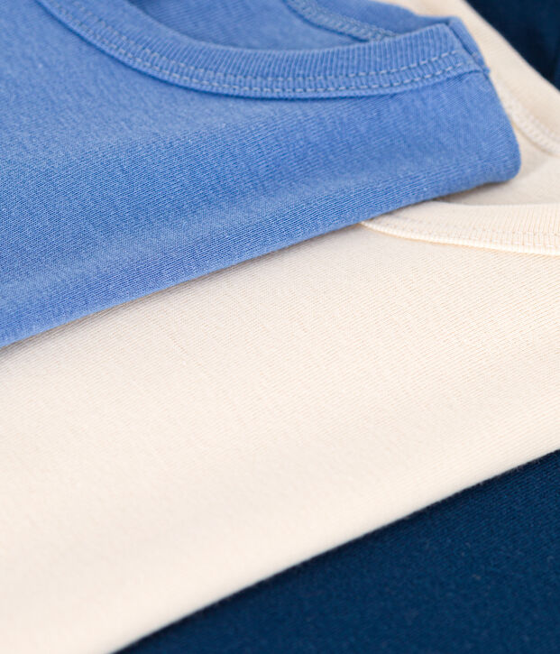 Lot de 3 tee-shirts &agrave; manches longues unis en coton enfant multicouleur