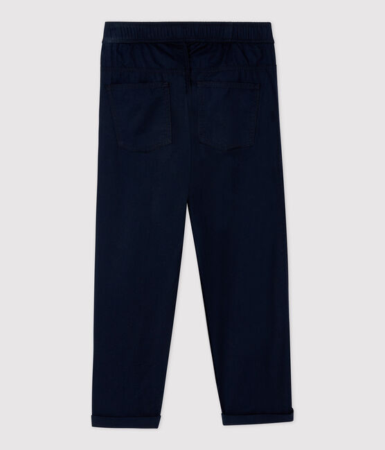 Pantalon regular en serge de coton enfant garçon bleu SMOKING