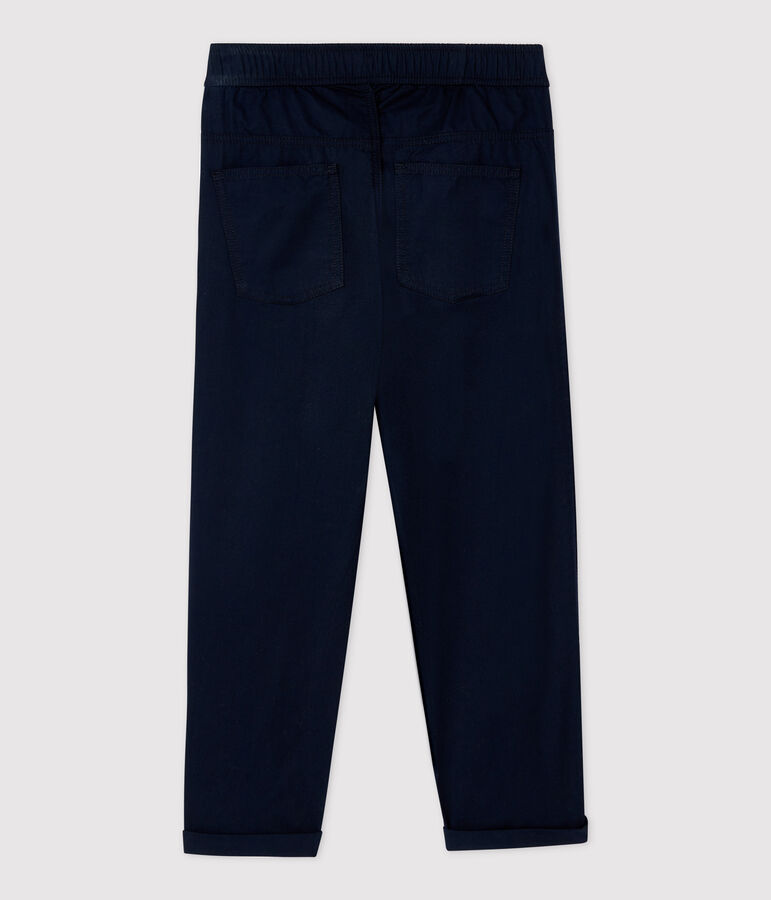Pantalon regular en serge de coton enfant gar&ccedil;on bleu SMOKING
