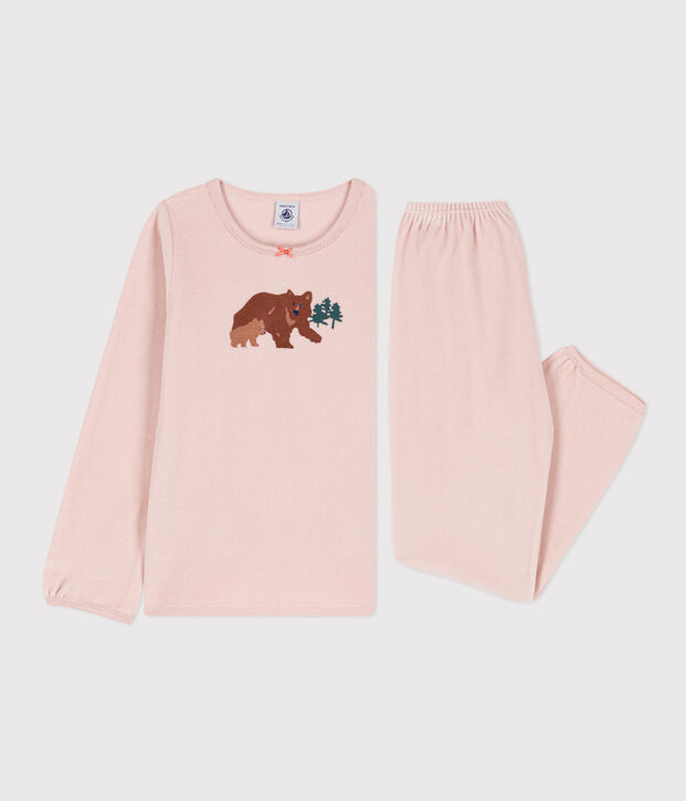 Pyjama petite fille en velours rose