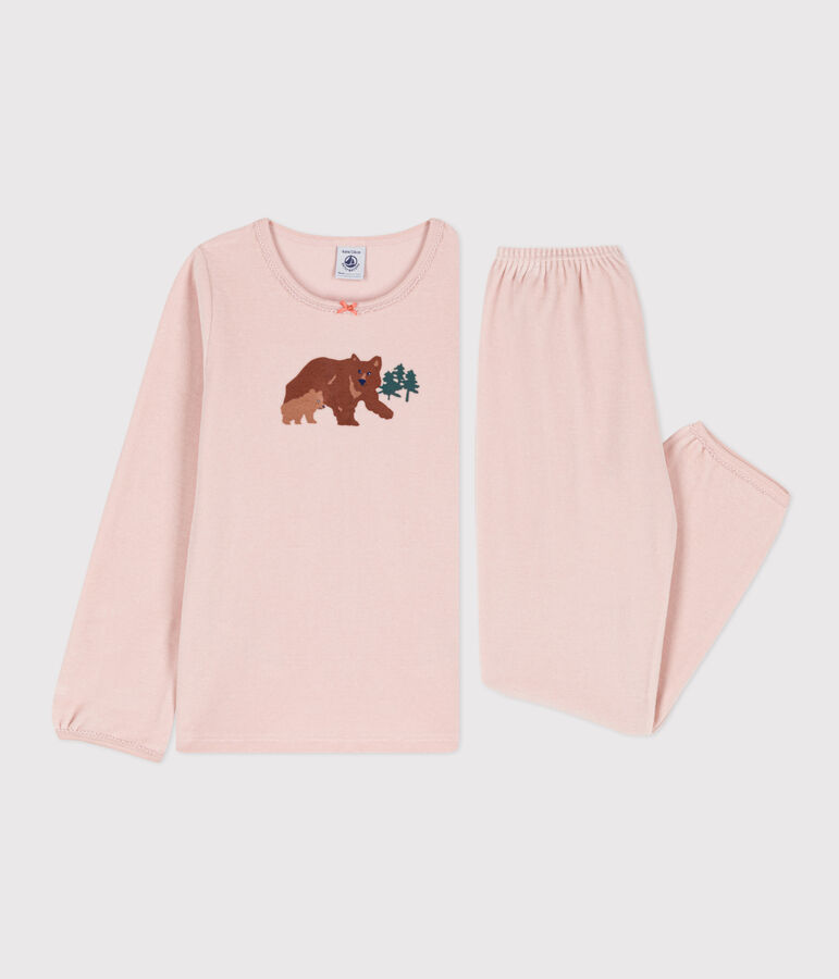 Pyjama petite fille en velours rose SALINE