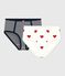 Lot de 2 culottes taille haute cœur et rayure en coton femme Variante 1 PACK