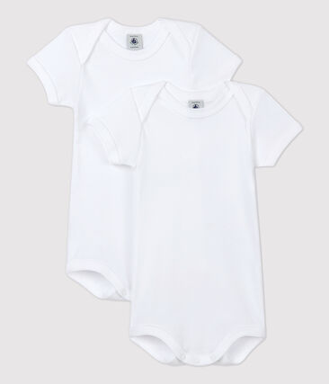 Lot de 2 bodies blancs manches courtes bébé