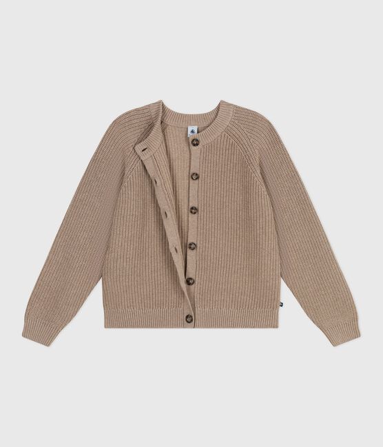 Cardigan femme en laine et coton uni marron ROCHE