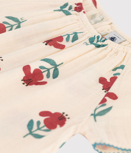 Blouse fleurie en gaze de coton enfant fille blanc AVALANCHE/ MULTICO