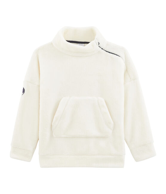 Sweatshirt polaire moutonné enfant garçon blanc MARSHMALLOW