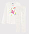Pyjama flamand rose petite fille en côte blanc MARSHMALLOW/blanc MULTICO