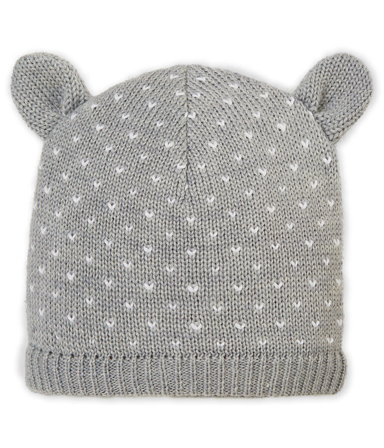 Bonnet doubl&eacute; polaire b&eacute;b&eacute; mixte gris/blanc
