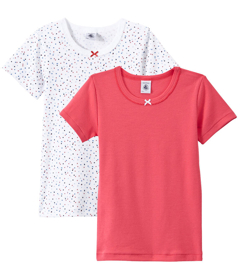 Lot de 2 t-shirts fille manches courtes blanc LOT