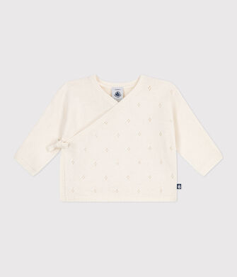 Brassi&egrave;re b&eacute;b&eacute; cache-c&oelig;ur ajour&eacute;e en tricot laine et coton