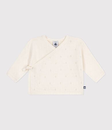 Brassi&egrave;re b&eacute;b&eacute; cache-c&oelig;ur ajour&eacute;e en tricot laine et coton