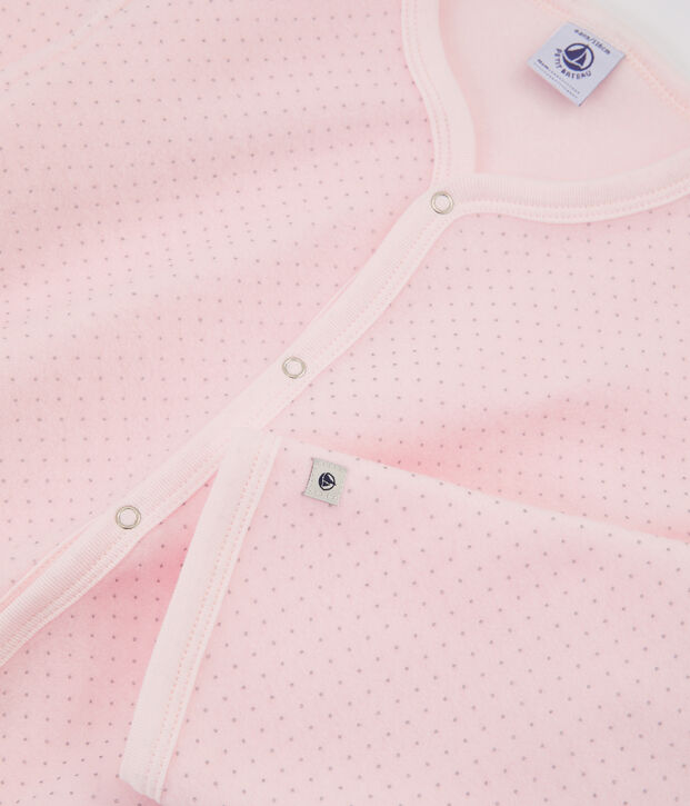 Combinaison petite fille en polaire rose/gris