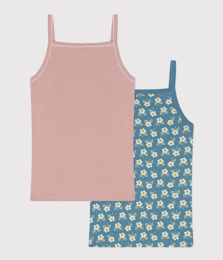 Lot de 2 chemises &agrave; bretelles fleur en coton petite fille multicouleur