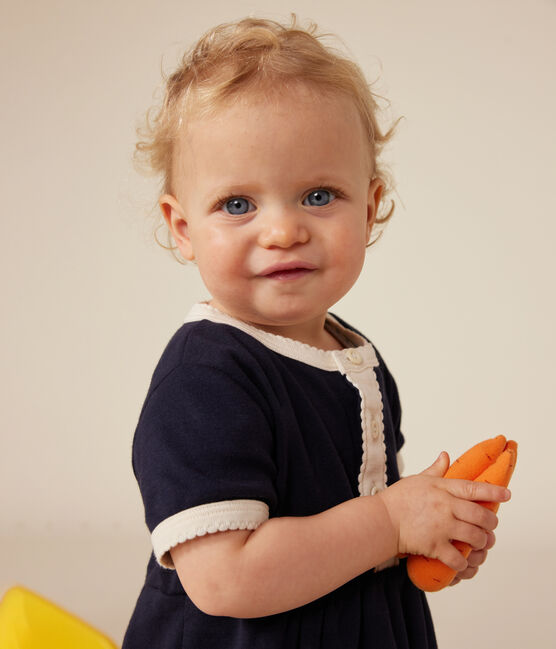 Robe manches courtes en coton bébé bleu SMOKING
