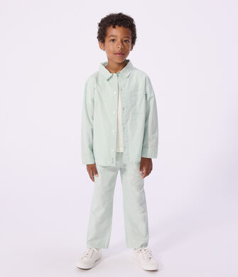 Chemise enfant en coton &agrave; manches longues unie