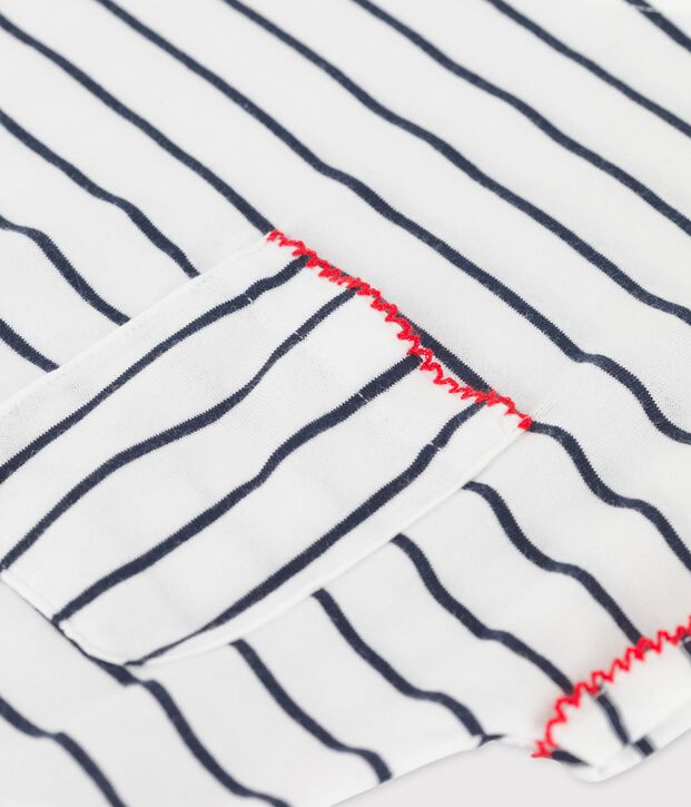 T-shirt manches courtes en coton enfant fille blanc/bleu