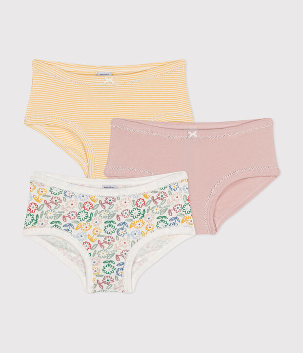 Lot de 3 culottes taille haute fleur en coton enfant multicouleur