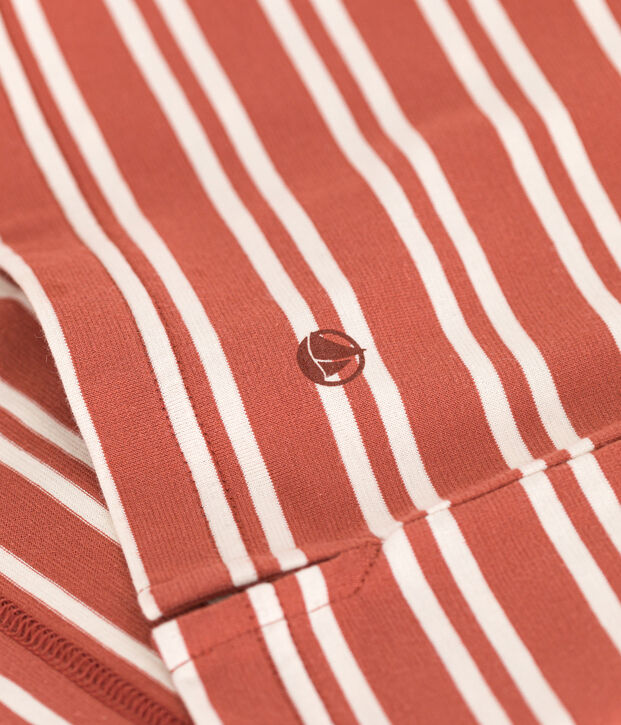 Tee-shirt le Boxy en coton ray&eacute; femme marron/&eacute;cru